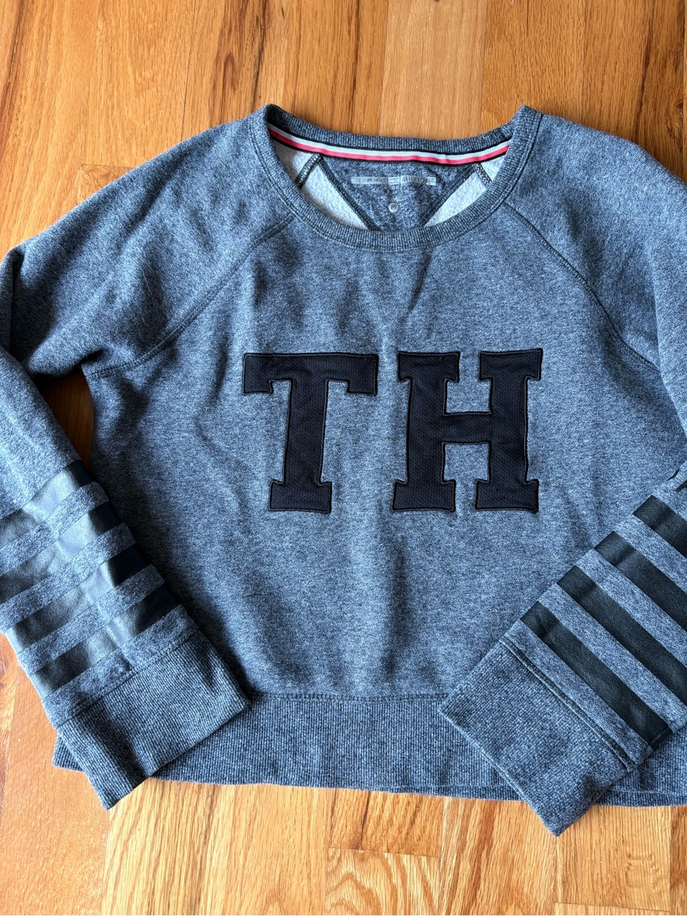 Tommy Hilfiger Heather Gray Crewneck Sweatshirt with Black TH Patch